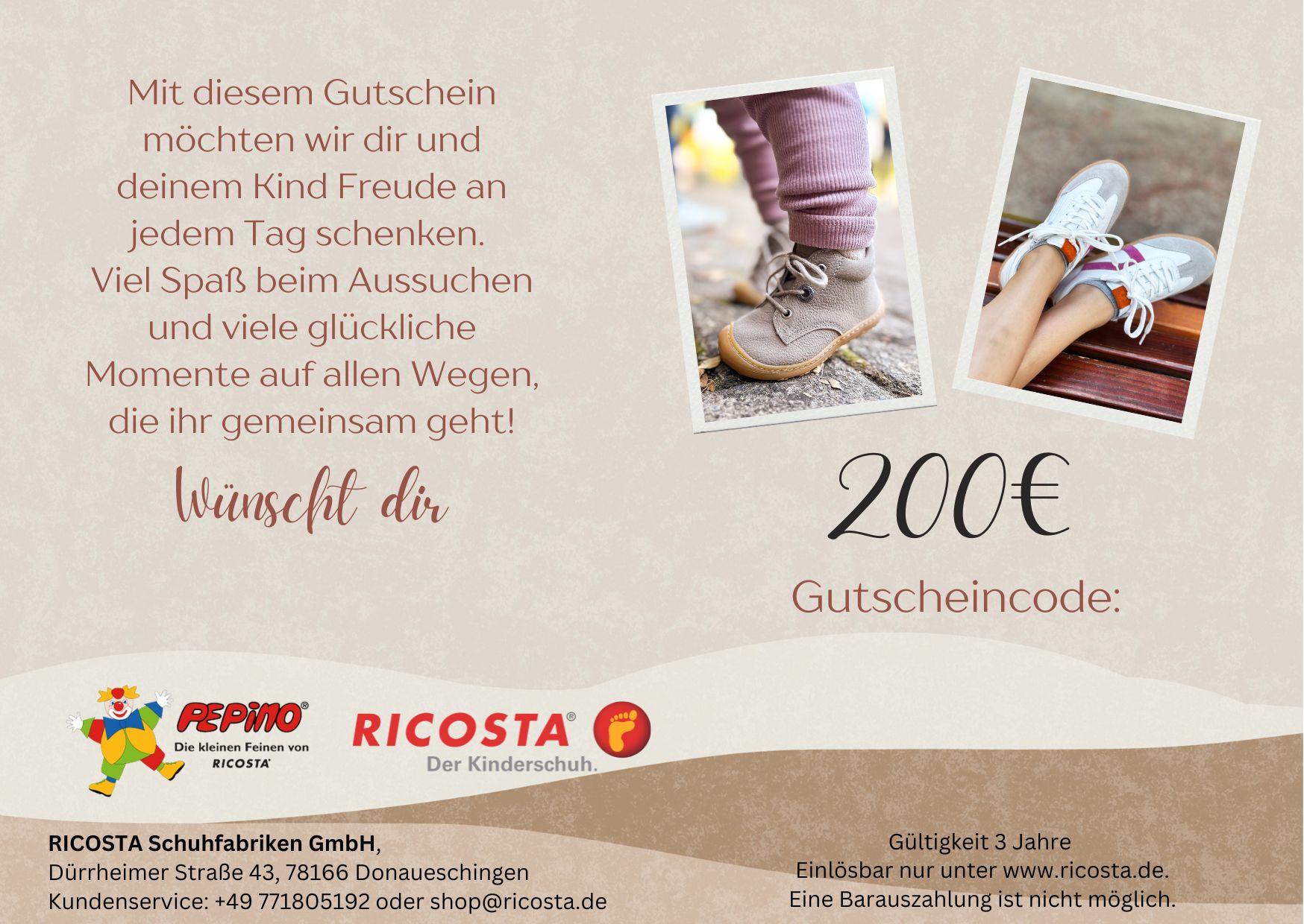 RICOSTA Gutscheinkarten RICOSTA Gutscheinkarten