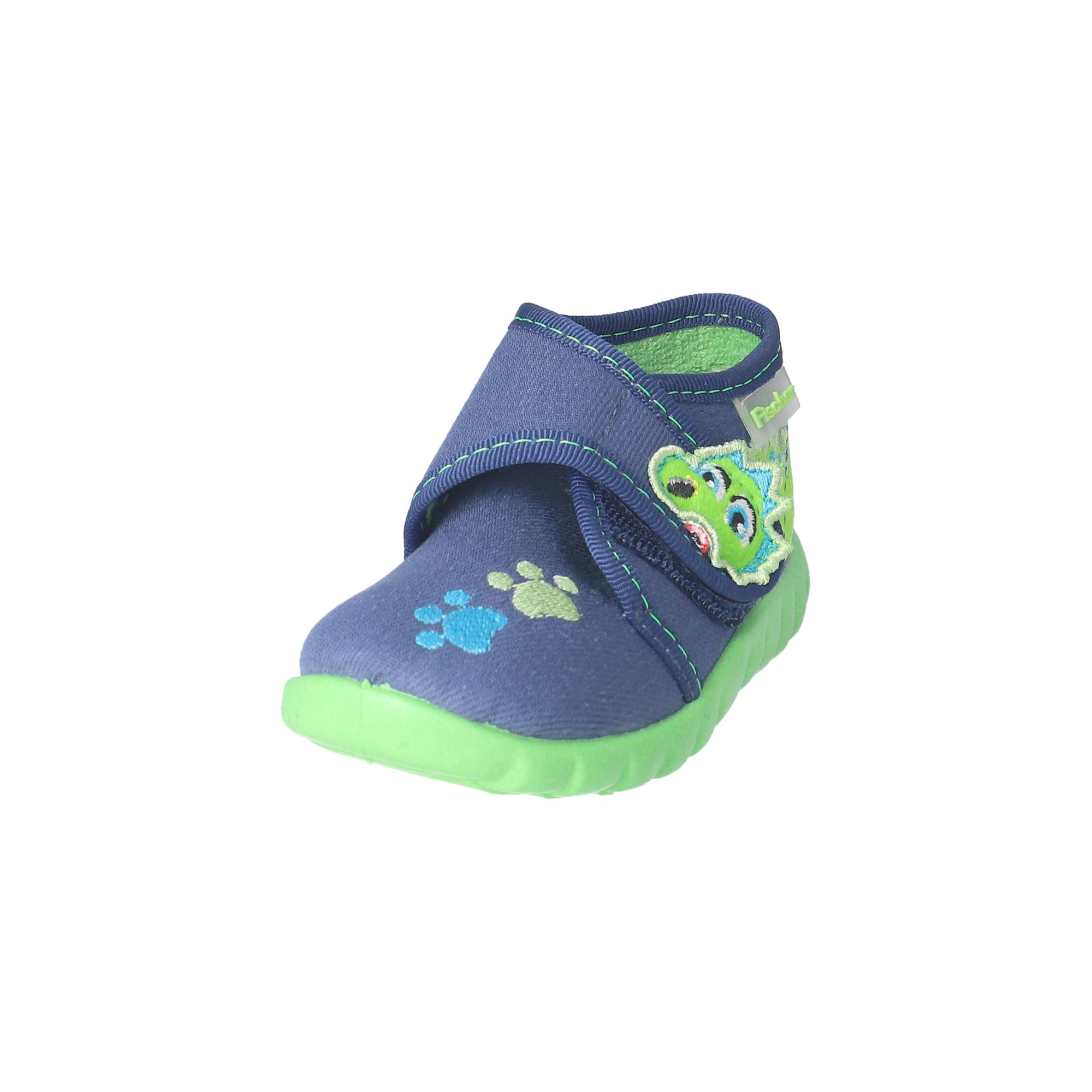 Kinder Klett-Hausschuhe Dino
